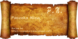 Paszeka Nina névjegykártya